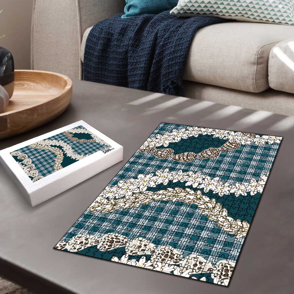Dark Cyan Hawaii Tiare and Shell Lei Puzzle Hawaiian Palaka Luxury Vibes LT14 - Polynesian Pride