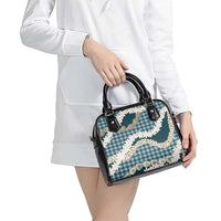 Dark Cyan Hawaii Tiare and Shell Lei Shoulder Handbag Hawaiian Palaka Luxury Vibes - Polynesian Pride