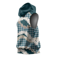 Dark Cyan Hawaii Tiare and Shell Lei Sleeveless Hoodie Hawaiian Palaka Luxury Vibes LT14 - Polynesian Pride