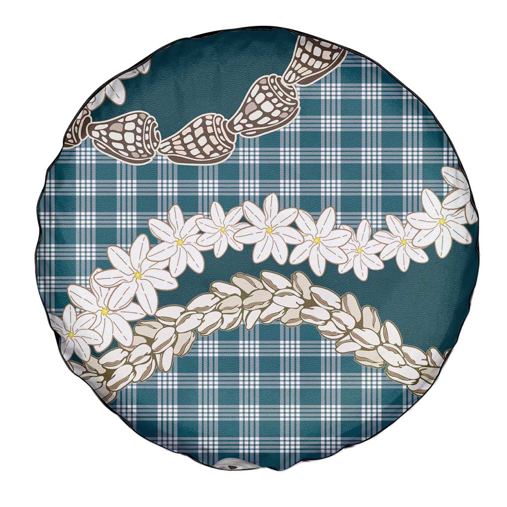 Dark Cyan Hawaii Tiare and Shell Lei Spare Tire Cover Hawaiian Palaka Luxury Vibes - Polynesian Pride