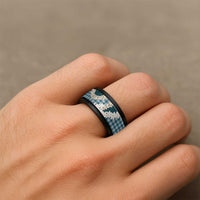Dark Cyan Hawaii Tiare and Shell Lei Spinner Ring Hawaiian Palaka Luxury Vibes - Polynesian Pride