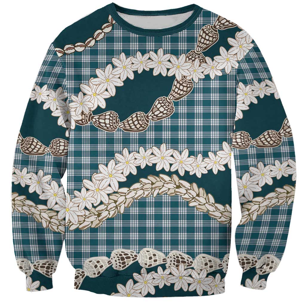 Dark Cyan Hawaii Tiare and Shell Lei Sweatshirt Hawaiian Palaka Luxury Vibes LT14 Unisex Dark Cyan - Polynesian Pride