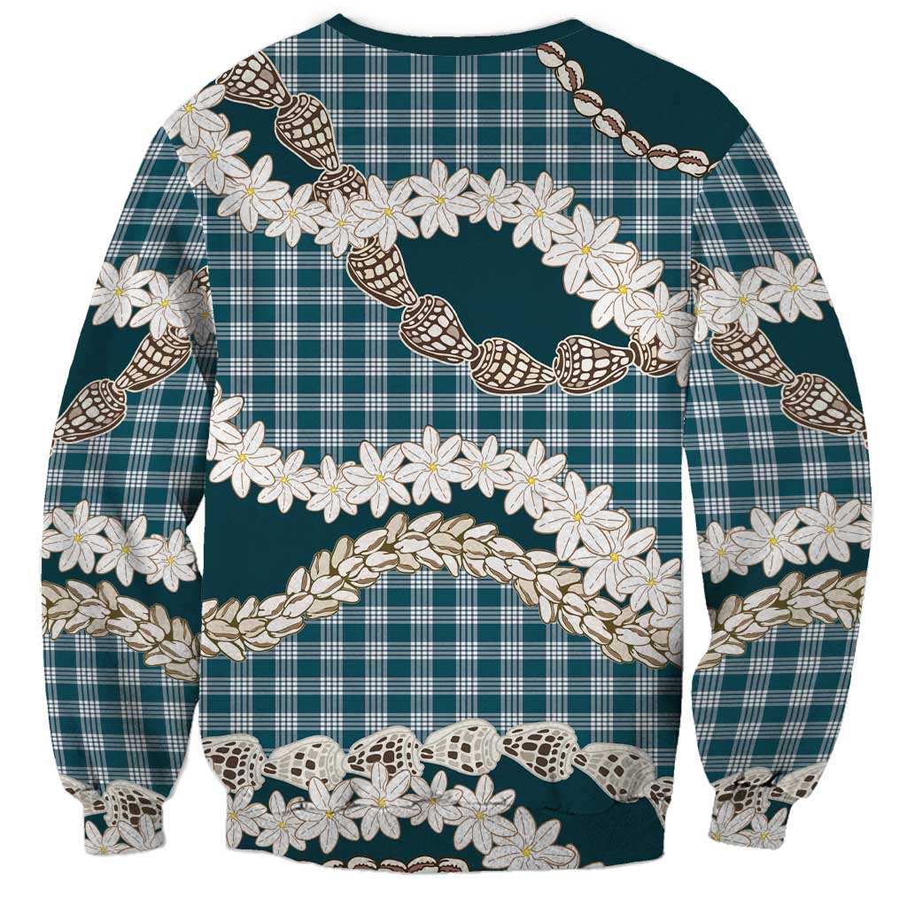 Dark Cyan Hawaii Tiare and Shell Lei Sweatshirt Hawaiian Palaka Luxury Vibes LT14 - Polynesian Pride