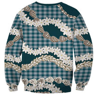 Dark Cyan Hawaii Tiare and Shell Lei Sweatshirt Hawaiian Palaka Luxury Vibes LT14 - Polynesian Pride
