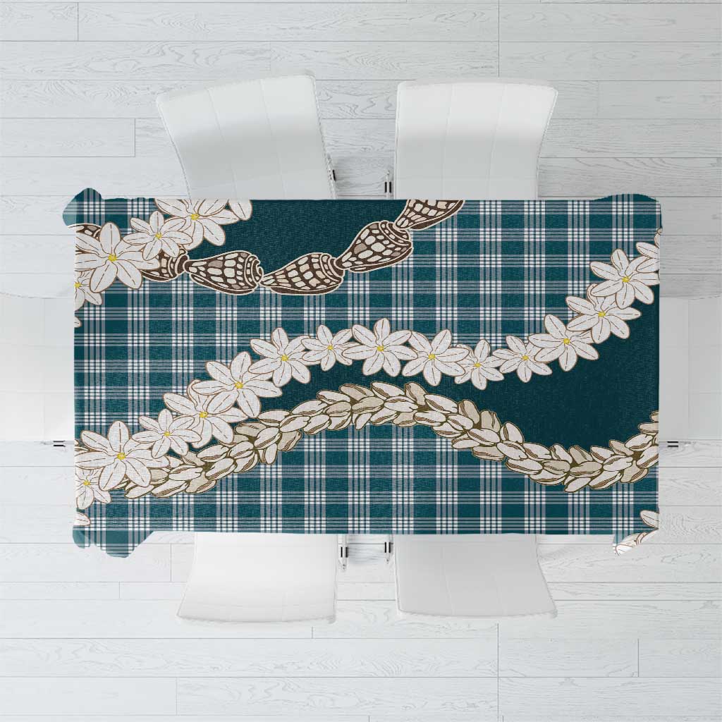 Dark Cyan Hawaii Tiare and Shell Lei Tablecloth Hawaiian Palaka Luxury Vibes LT14 Dark Cyan - Polynesian Pride