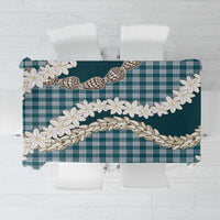 Dark Cyan Hawaii Tiare and Shell Lei Tablecloth Hawaiian Palaka Luxury Vibes LT14 Dark Cyan - Polynesian Pride