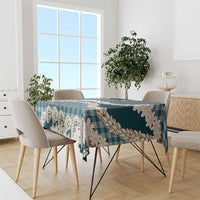 Dark Cyan Hawaii Tiare and Shell Lei Tablecloth Hawaiian Palaka Luxury Vibes LT14 - Polynesian Pride