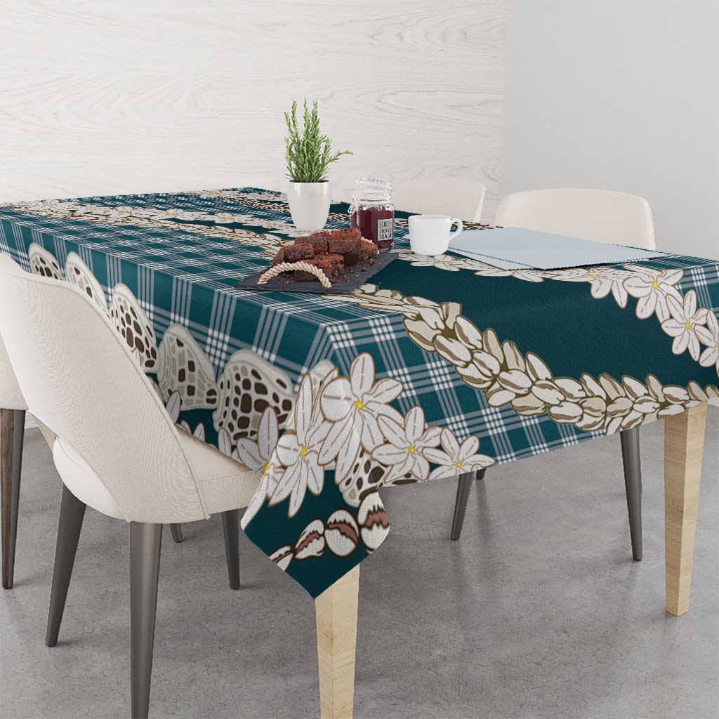 Dark Cyan Hawaii Tiare and Shell Lei Tablecloth Hawaiian Palaka Luxury Vibes LT14 - Polynesian Pride