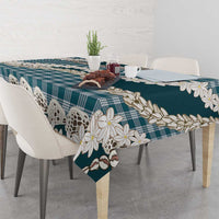 Dark Cyan Hawaii Tiare and Shell Lei Tablecloth Hawaiian Palaka Luxury Vibes LT14 - Polynesian Pride