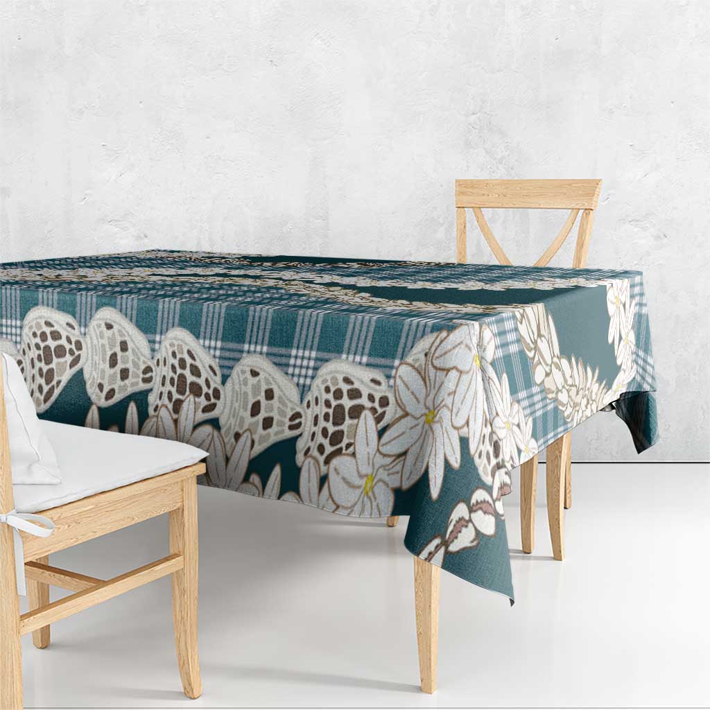 Dark Cyan Hawaii Tiare and Shell Lei Tablecloth Hawaiian Palaka Luxury Vibes LT14 - Polynesian Pride