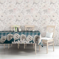 Dark Cyan Hawaii Tiare and Shell Lei Tablecloth Hawaiian Palaka Luxury Vibes LT14 - Polynesian Pride