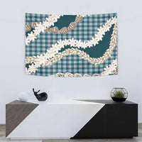 Dark Cyan Hawaii Tiare and Shell Lei Tapestry Hawaiian Palaka Luxury Vibes - Polynesian Pride