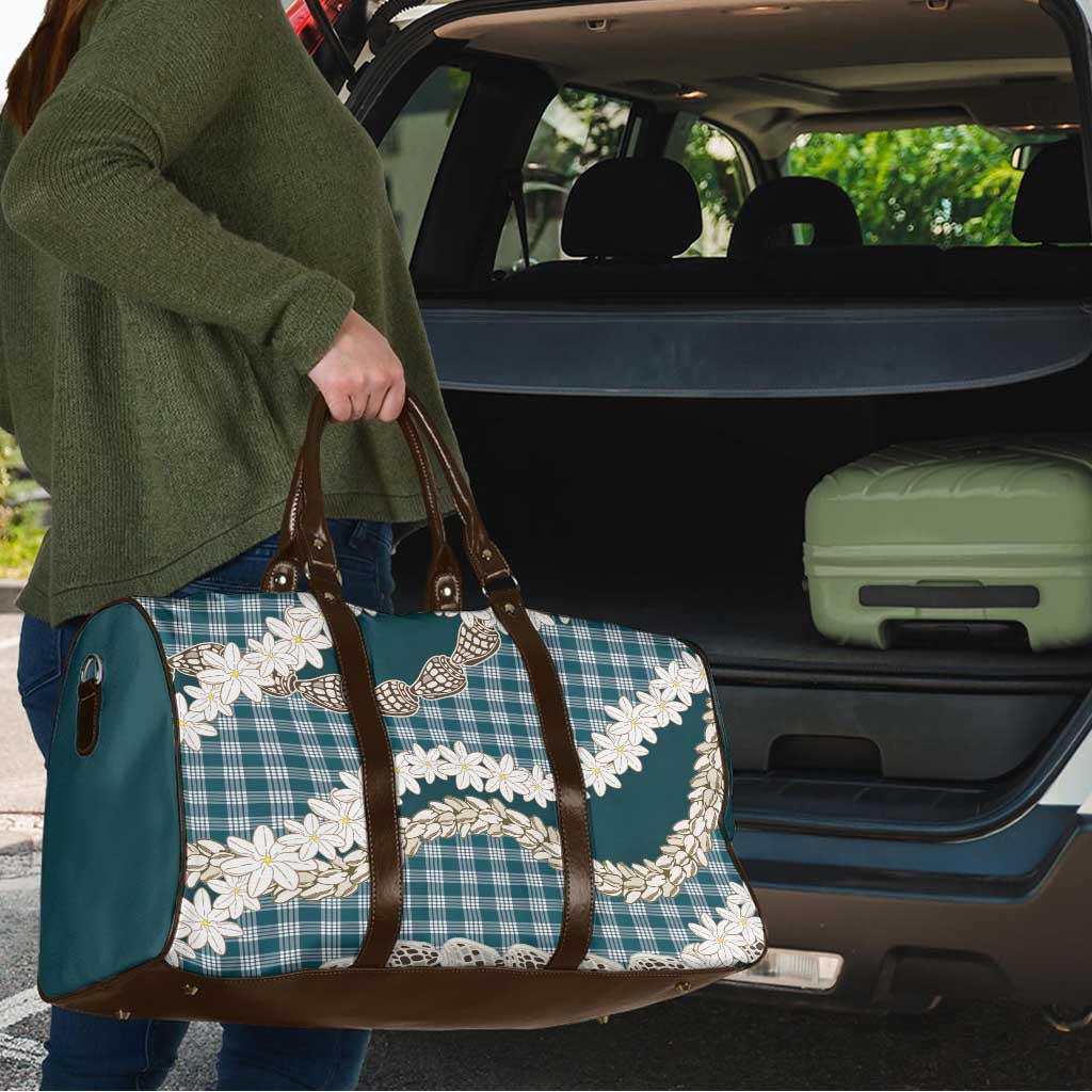 Dark Cyan Hawaii Tiare and Shell Lei Travel Bag Hawaiian Palaka Luxury Vibes - Polynesian Pride