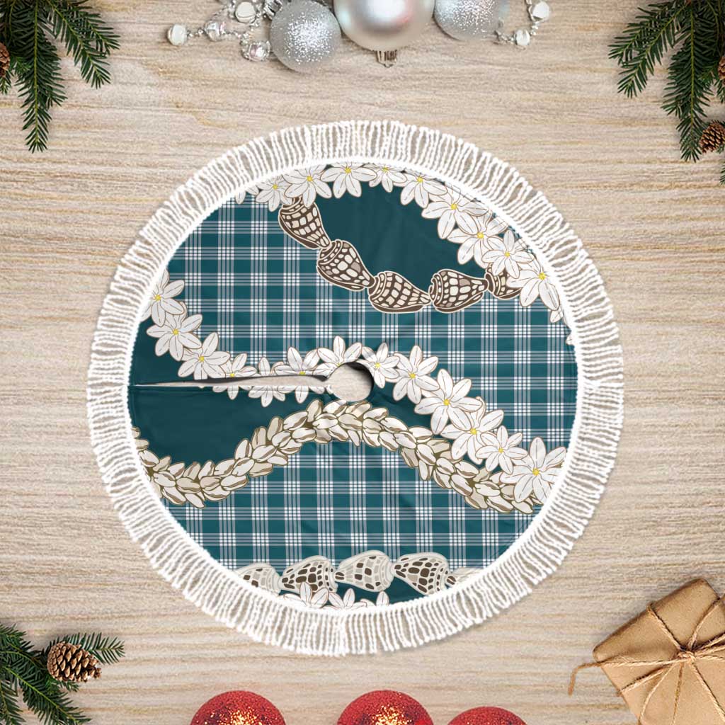 Dark Cyan Hawaii Tiare and Shell Lei Tree Skirt Hawaiian Palaka Luxury Vibes LT14 Fringed Dark Cyan - Polynesian Pride