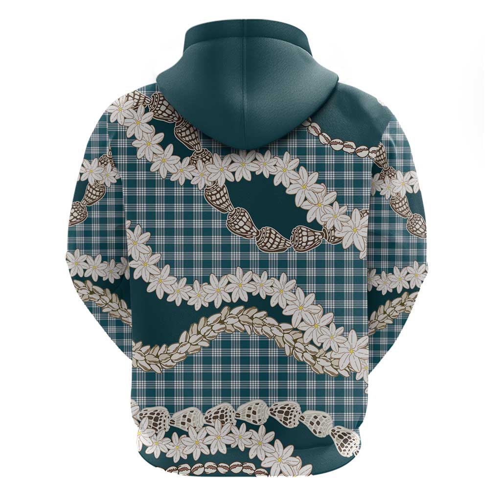 Dark Cyan Hawaii Tiare and Shell Lei Zip Hoodie Hawaiian Palaka Luxury Vibes LT14 - Polynesian Pride