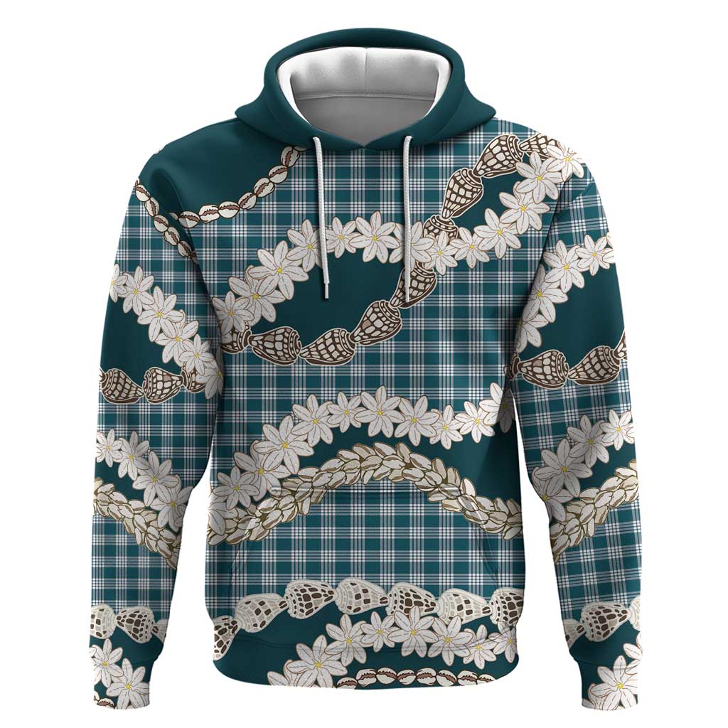Dark Cyan Hawaii Tiare and Shell Lei Zip Hoodie Hawaiian Palaka Luxury Vibes LT14 Pullover Hoodie Dark Cyan - Polynesian Pride