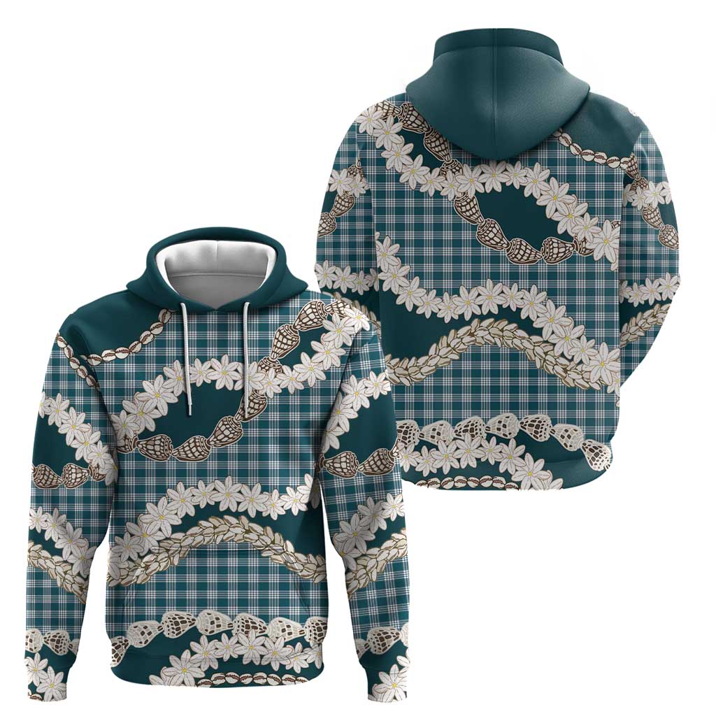 Dark Cyan Hawaii Tiare and Shell Lei Zip Hoodie Hawaiian Palaka Luxury Vibes LT14 - Polynesian Pride