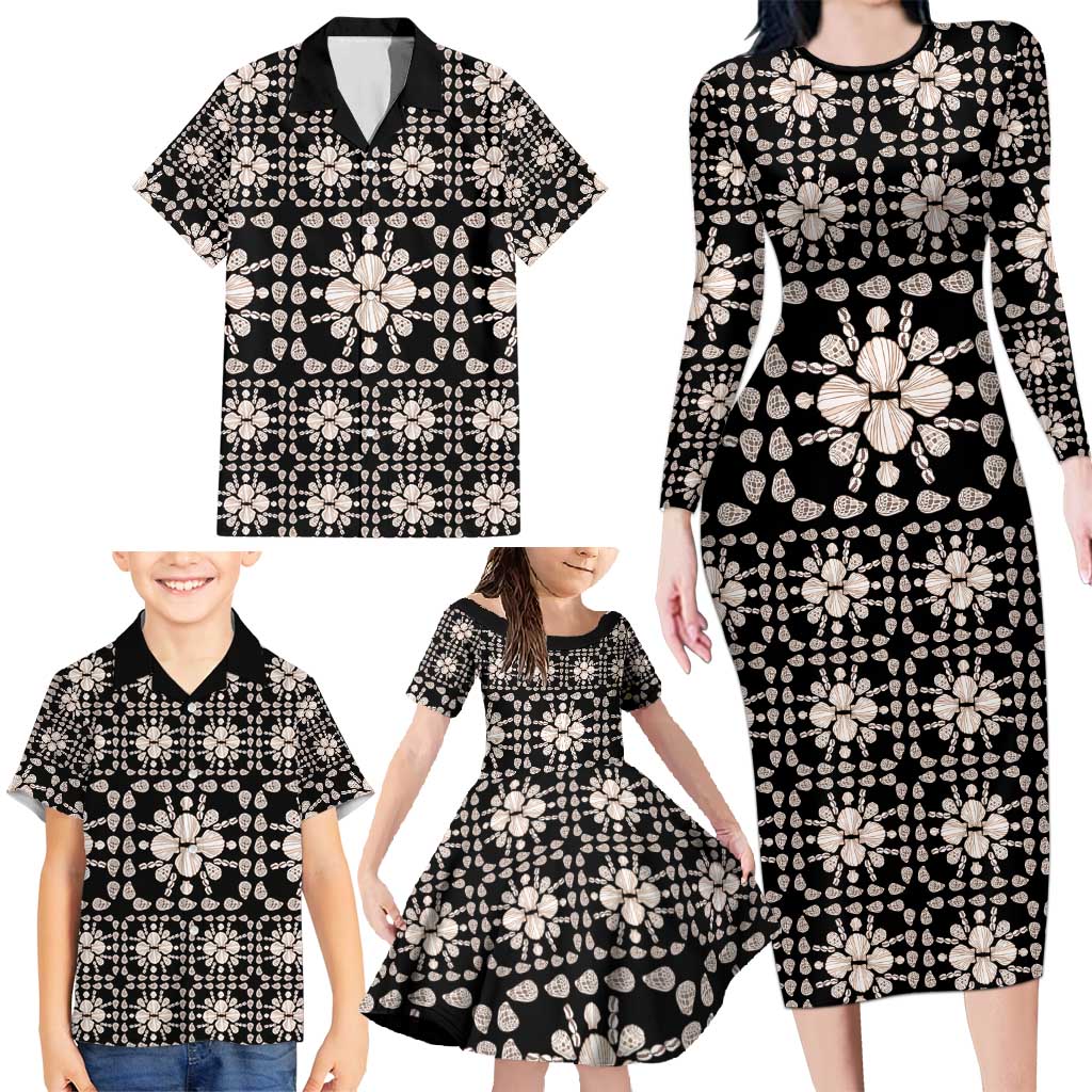 Aloha Hawaii Shell Quilt Family Matching Long Sleeve Bodycon Dress and Hawaiian Shirt Seamless Style - Polynesian Pride