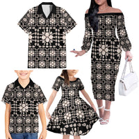 Aloha Hawaii Shell Quilt Family Matching Off The Shoulder Long Sleeve Dress and Hawaiian Shirt Seamless Style - Polynesian Pride