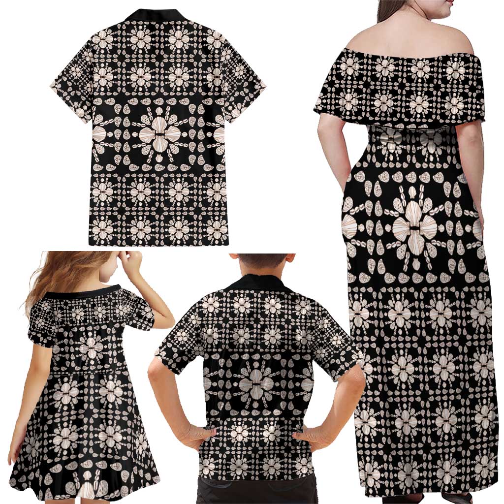 Aloha Hawaii Shell Quilt Family Matching Off Shoulder Maxi Dress and Hawaiian Shirt Seamless Style - Polynesian Pride