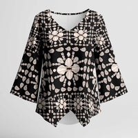 Aloha Hawaii Shell Quilt Kimono Sleeve Blouse Seamless Style - Polynesian Pride