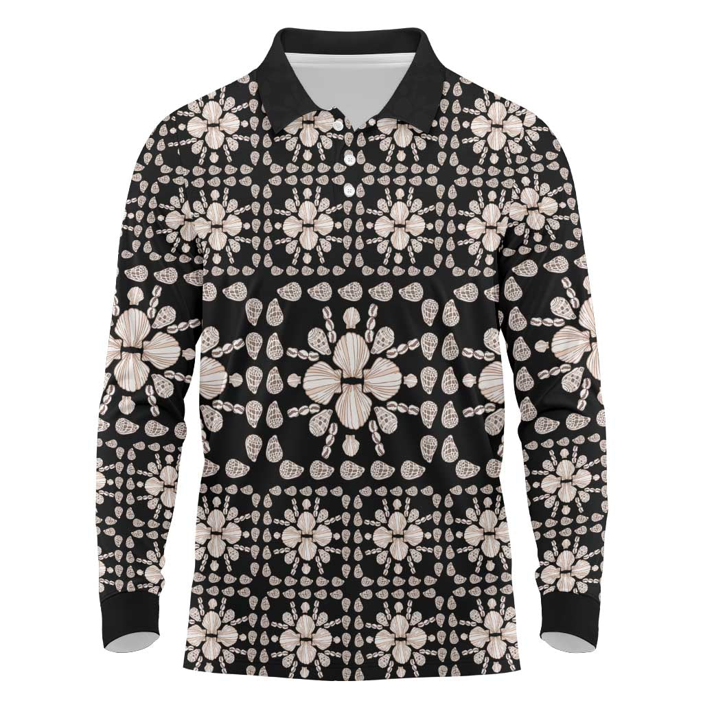 Aloha Hawaii Shell Quilt Long Sleeve Polo Shirt Seamless Style - Polynesian Pride