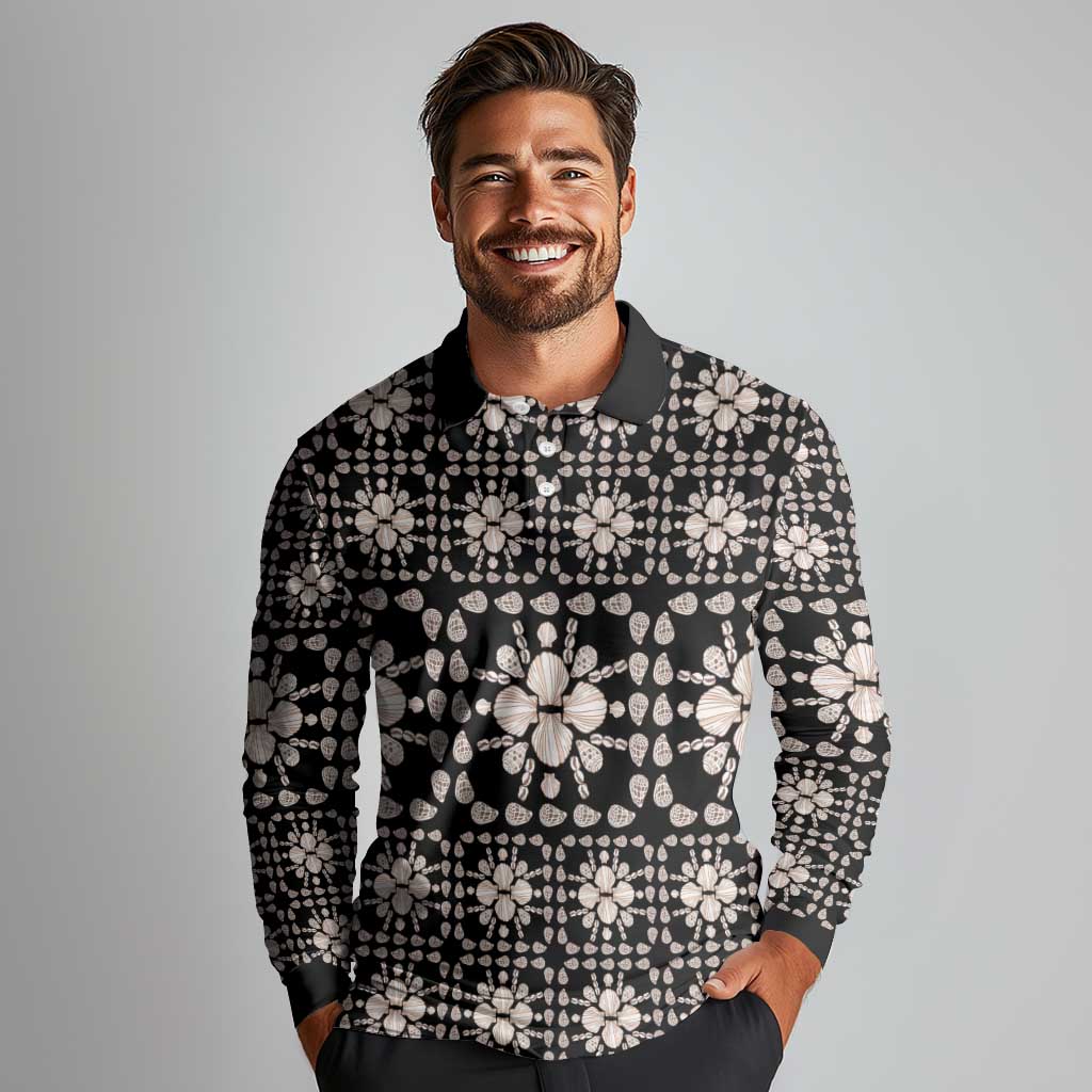 Aloha Hawaii Shell Quilt Long Sleeve Polo Shirt Seamless Style - Polynesian Pride