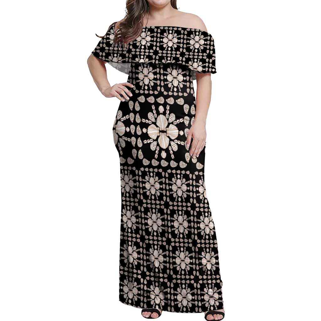 Aloha Hawaii Shell Quilt Off Shoulder Maxi Dress Seamless Style - Polynesian Pride