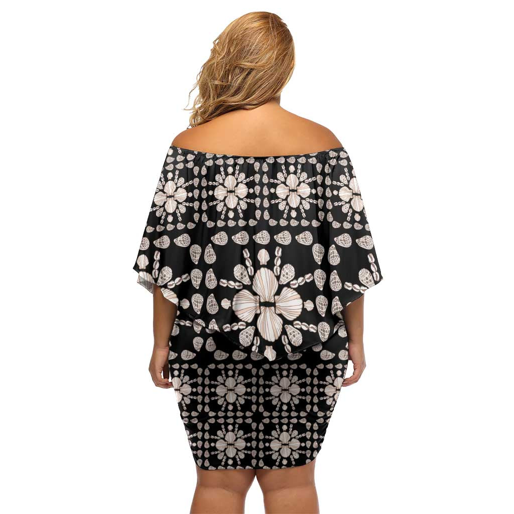 Aloha Hawaii Shell Quilt Off Shoulder Short Dress Seamless Style - Polynesian Pride