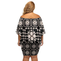 Aloha Hawaii Shell Quilt Off Shoulder Short Dress Seamless Style - Polynesian Pride