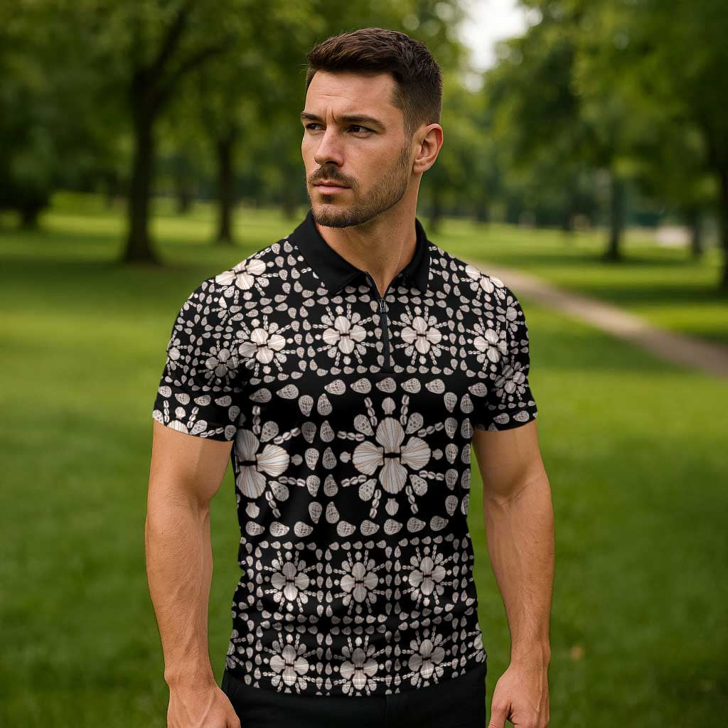 Aloha Hawaii Shell Quilt Zipper Polo Shirt Seamless Style - Polynesian Pride