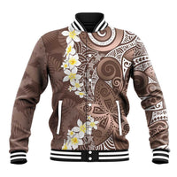 Mocha Mousse Polynesian Tribal Frangipani Tropical Vibe Baseball Jacket LT14 Unisex Mocha Mousse - Polynesian Pride