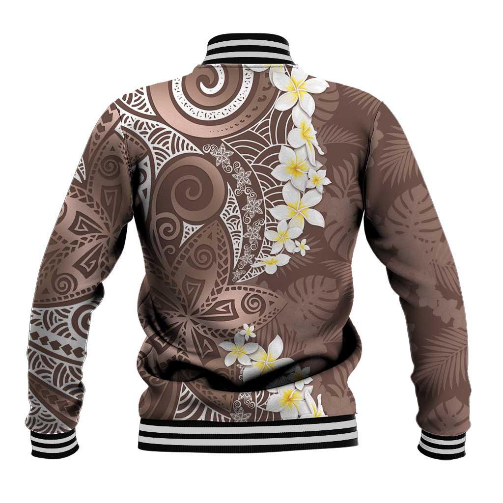 Mocha Mousse Polynesian Tribal Frangipani Tropical Vibe Baseball Jacket LT14 - Polynesian Pride