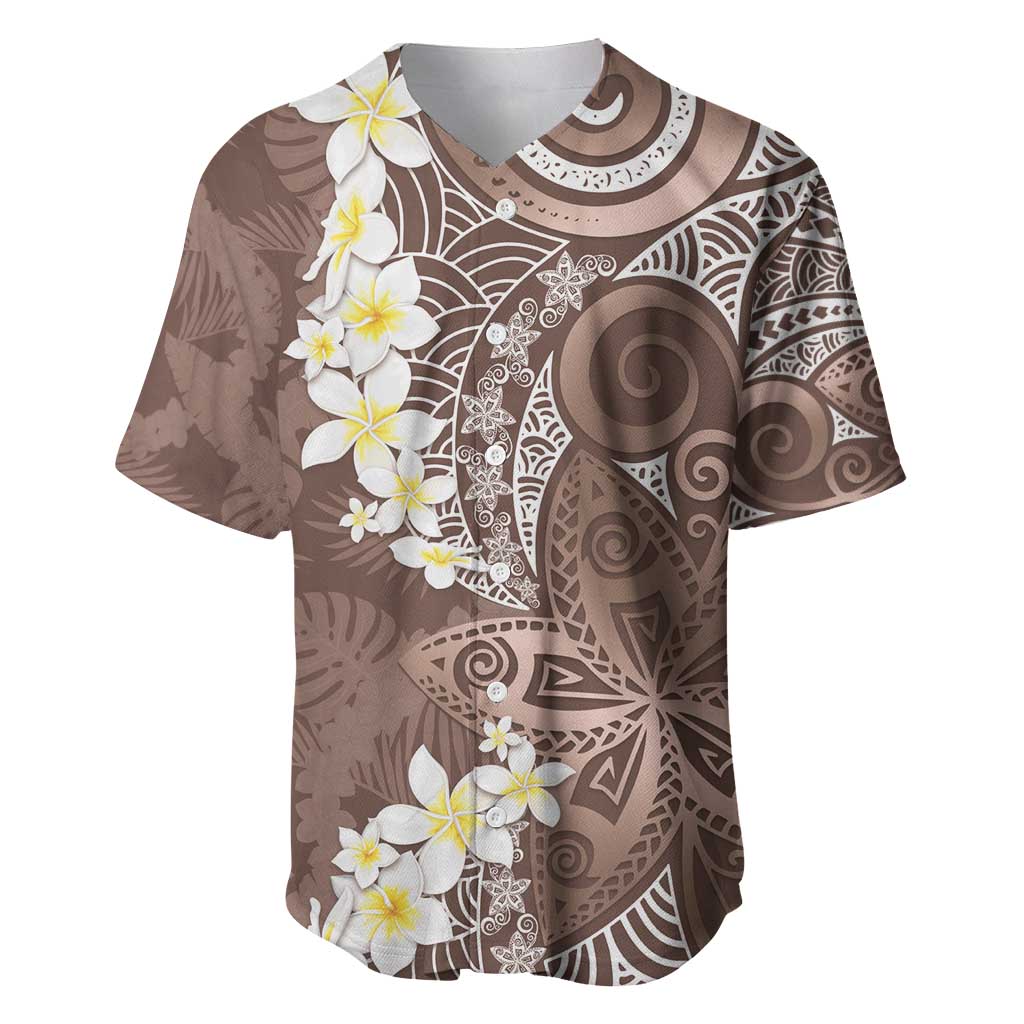 Mocha Mousse Polynesian Tribal Frangipani Tropical Vibe Baseball Jersey