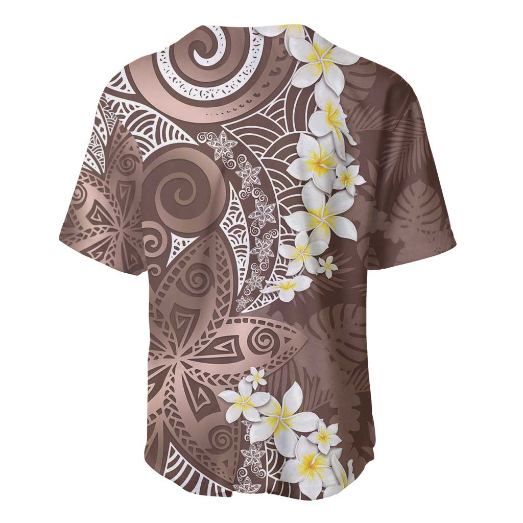 Mocha Mousse Polynesian Tribal Frangipani Tropical Vibe Baseball Jersey