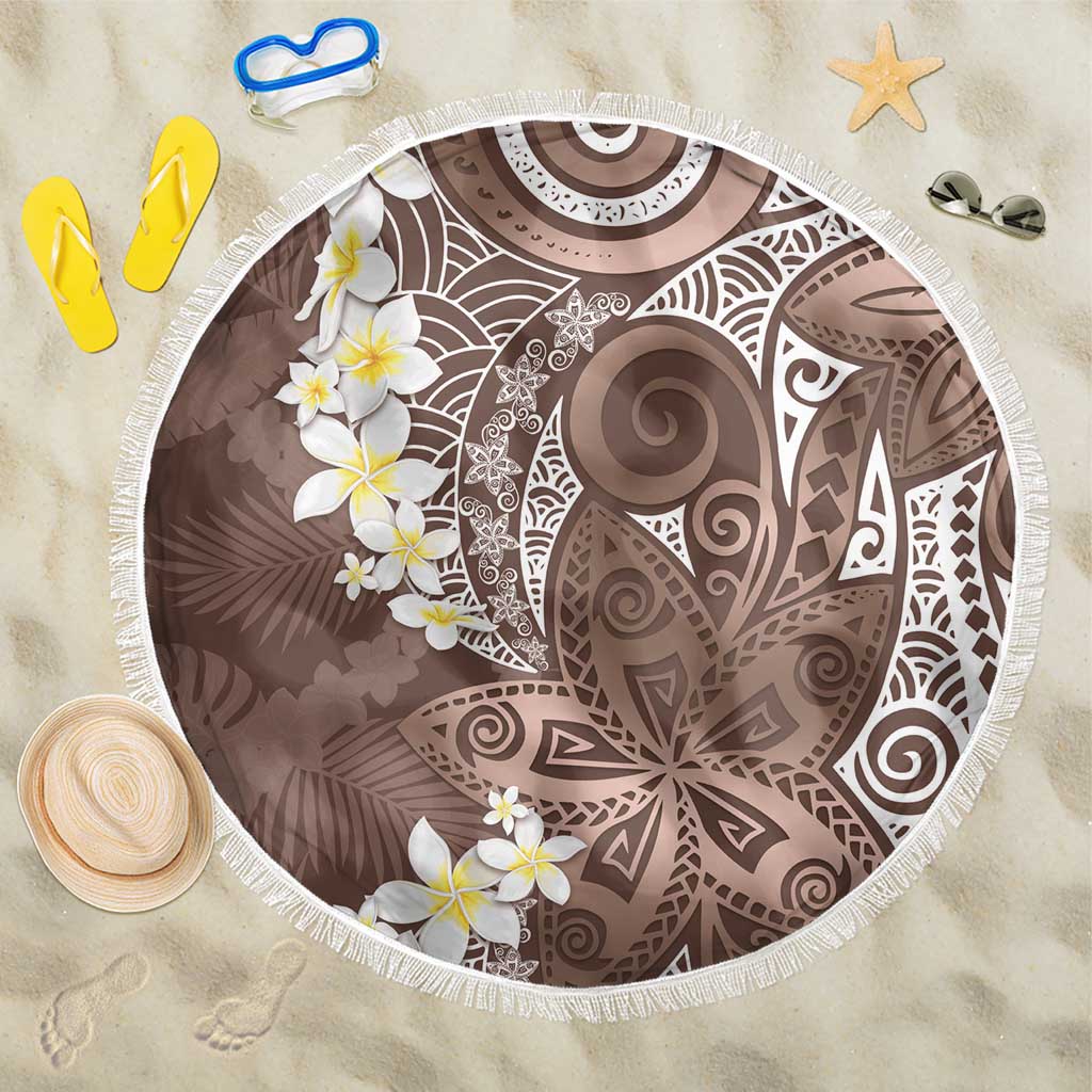 Mocha Mousse Polynesian Tribal Frangipani Tropical Vibe Beach Blanket LT14 One Size 150cm Mocha Mousse - Polynesian Pride