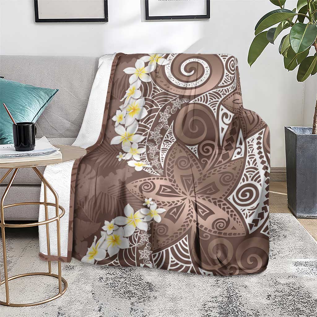 Mocha Mousse Polynesian Tribal Frangipani Tropical Vibe Blanket LT14 - Polynesian Pride