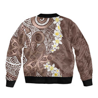 Mocha Mousse Polynesian Tribal Frangipani Tropical Vibe Bomber Jacket