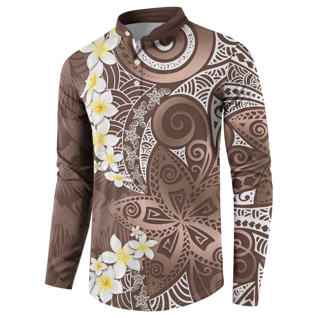 Mocha Mousse Polynesian Tribal Frangipani Tropical Vibe Button Sweatshirt LT14 - Polynesian Pride