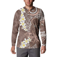 Mocha Mousse Polynesian Tribal Frangipani Tropical Vibe Button Sweatshirt LT14 - Polynesian Pride