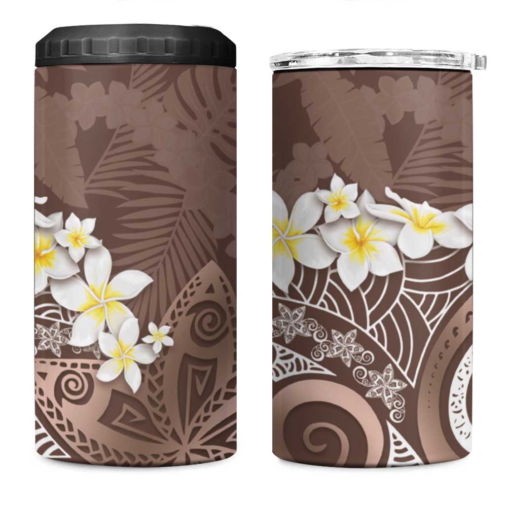 Mocha Mousse Polynesian Tribal Frangipani Tropical Vibe 4 in 1 Can Cooler Tumbler LT14 One Size: 16 oz Mocha Mousse - Polynesian Pride
