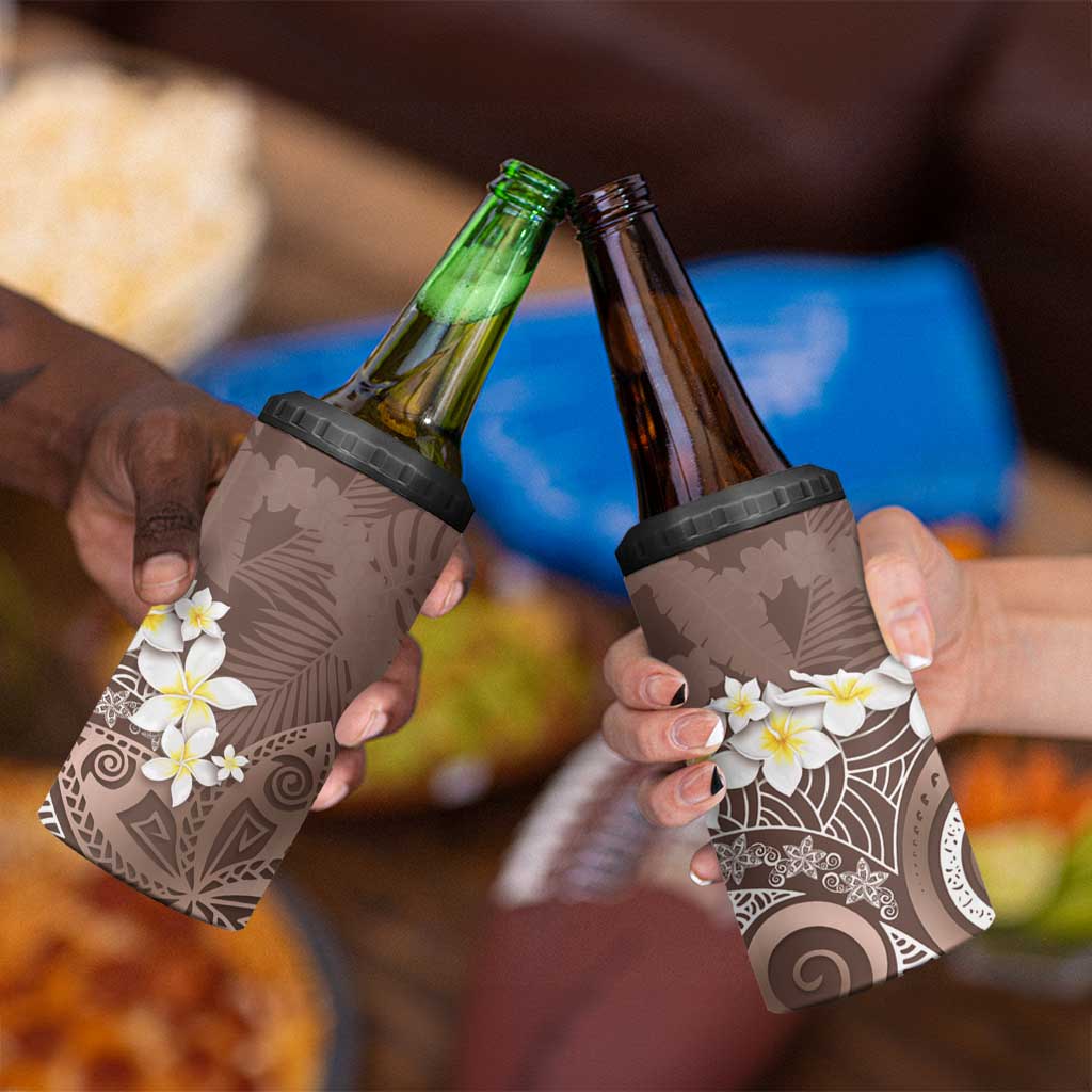 Mocha Mousse Polynesian Tribal Frangipani Tropical Vibe 4 in 1 Can Cooler Tumbler LT14 - Polynesian Pride