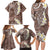 Mocha Mousse Polynesian Tribal Frangipani Tropical Vibe Family Matching Long Sleeve Bodycon Dress and Hawaiian Shirt