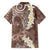 Mocha Mousse Polynesian Tribal Frangipani Tropical Vibe Family Matching Long Sleeve Bodycon Dress and Hawaiian Shirt