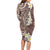 Mocha Mousse Polynesian Tribal Frangipani Tropical Vibe Family Matching Long Sleeve Bodycon Dress and Hawaiian Shirt