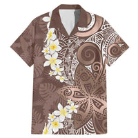 Mocha Mousse Polynesian Tribal Frangipani Tropical Vibe Family Matching Mermaid Dress and Hawaiian Shirt