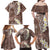 Mocha Mousse Polynesian Tribal Frangipani Tropical Vibe Family Matching Off Shoulder Maxi Dress and Hawaiian Shirt