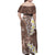 Mocha Mousse Polynesian Tribal Frangipani Tropical Vibe Family Matching Off Shoulder Maxi Dress and Hawaiian Shirt