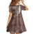 Mocha Mousse Polynesian Tribal Frangipani Tropical Vibe Family Matching Off Shoulder Short Dress and Hawaiian Shirt