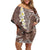 Mocha Mousse Polynesian Tribal Frangipani Tropical Vibe Family Matching Off Shoulder Short Dress and Hawaiian Shirt